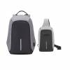 Set Anti-theft Backpack and Crossbody Shoulder Bag With USB Charging Door Gray Gray Hoppline HOP1000970-2